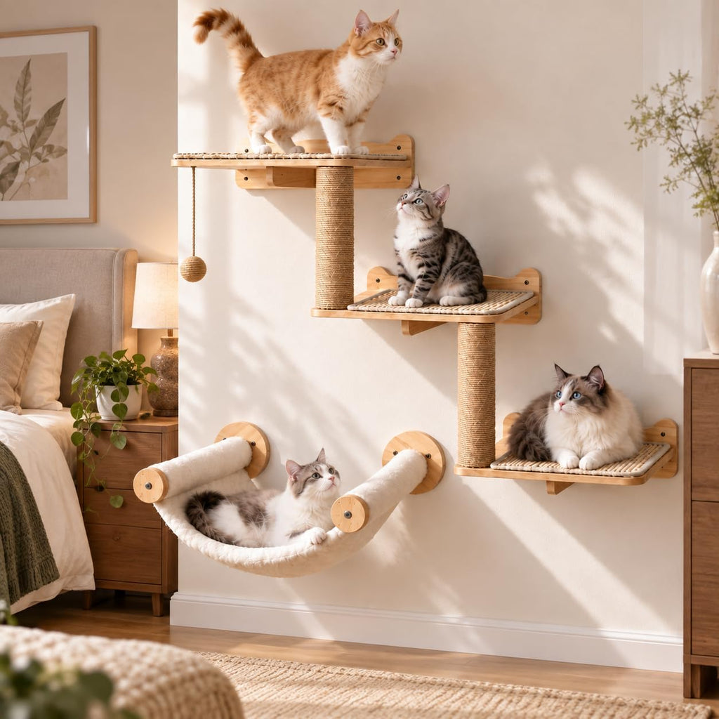 Cat Wall Shelves Wall Mounted Cat Climbing Set