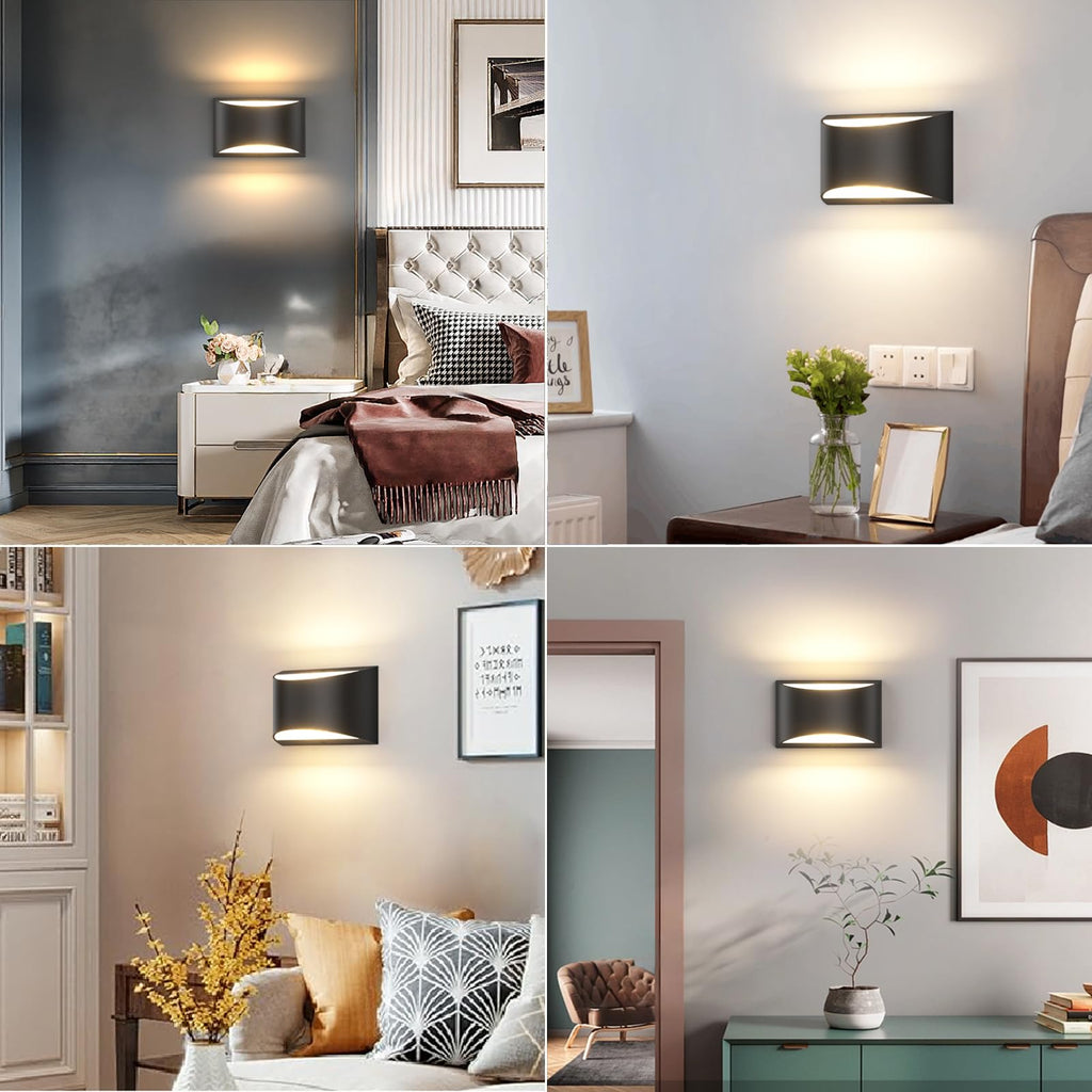 4 Pack Black Modern LED Wall Sconce Hardwired Indoor Wall Lights Up and Down Wall Mount Light Bedroom Hallway
