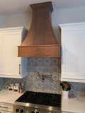 36 Inch Copper Island Mount Range Hood 610 CFM LED Lights Dishwasher-Safe Baffle Filters