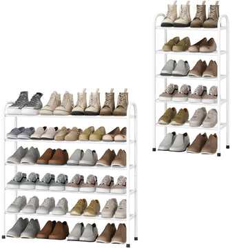 5-Tier Expandable Shoe Rack for Closet, Entryway, 24 Pairs, White