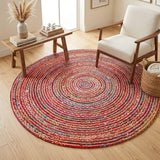 WeWove Hand Woven Area Rug 6 Feet Round - Jute Cotton Area Rug Rustic Farmhouse Boho Accent Rug