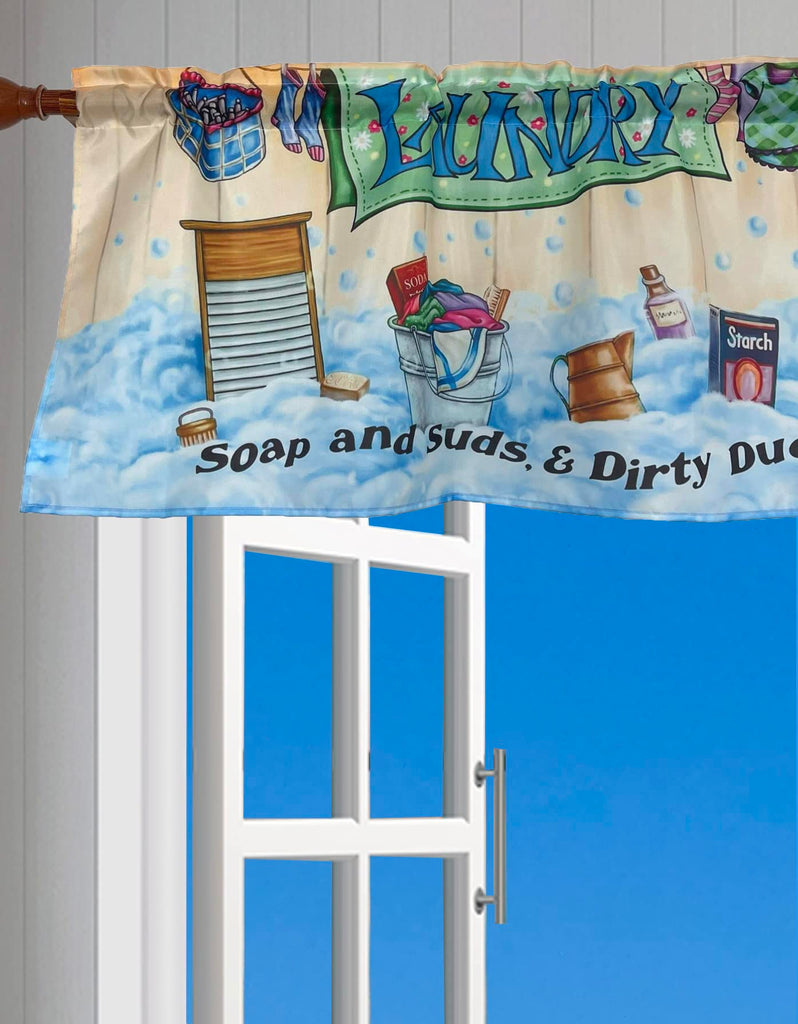 Colorful Soap and Suds Laundry Decorative Valance 58 x 18 Inches