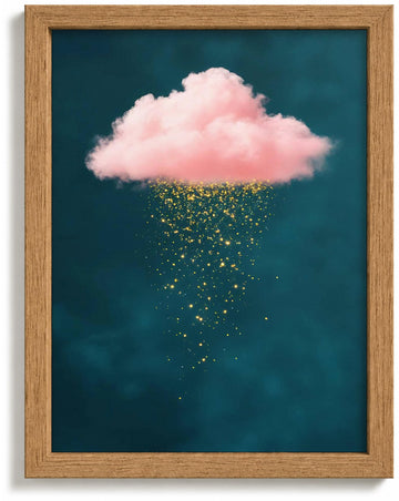 Framed Golden Rain Pink Cloud Canvas Wall Art 16 X 24 Inch