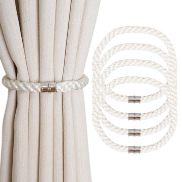 Magnetic Curtain Tiebacks, 4pcs Modern Handmade Rope Curtain Tie Backs Decorative Curtain Holdbacks Holders Cord