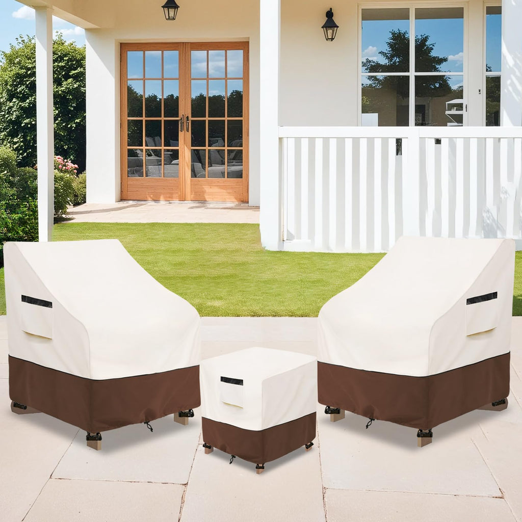 Waterproof Patio Ottoman Cover, Square Patio Small Side Table Cover, Heavy Duty Outdoor Furniture Cover Size 22L x 22W
