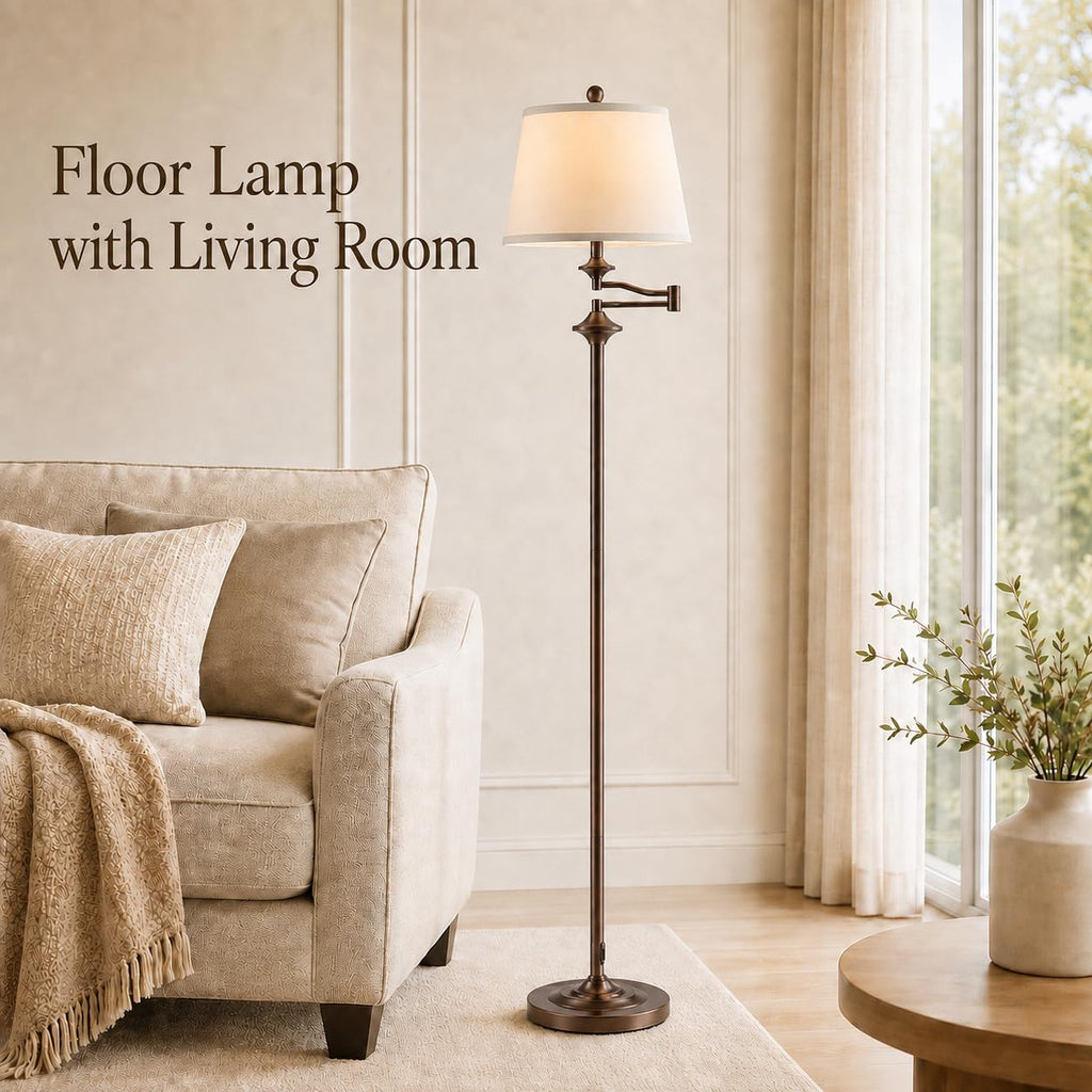 Vintage Floor Lamp, 350° Adjustable Swing Arm