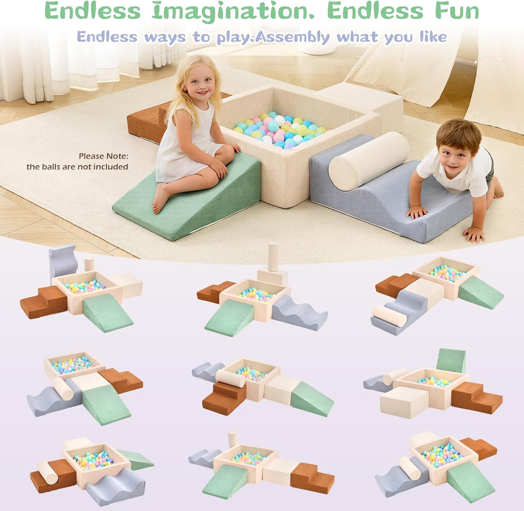 Climbing Toys for Toddlers, piece Soft Foam Climbing Blocks with Ball Pit
