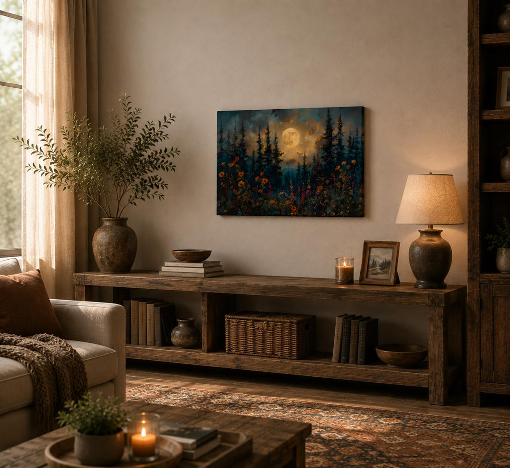 Full Moon Forest Canvas Wall Art 24x36Inch