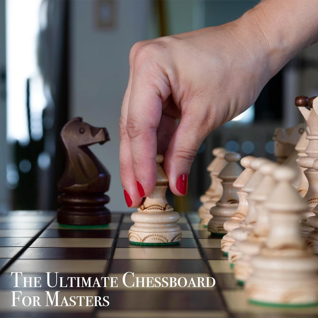 Imperator 21-Inch Luxury Wooden Chess Set for Adults and Kids - Handcrafted from Premium Beech and Birch Wood