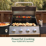 4-Burner Propane Gas Grill, 44,000 BTU Stainless Steel BBQ Grill with Cast Iron Grates, Side Tables, and Large Cooking Area for Outdoor Patio