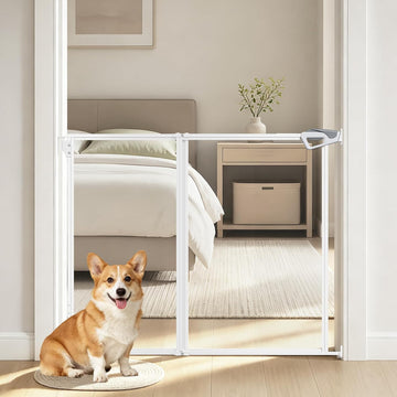 30" Tall Clear Acrylic Dog Gate, 26"-43" Wide Safty Pet Gate for Dogs Cats