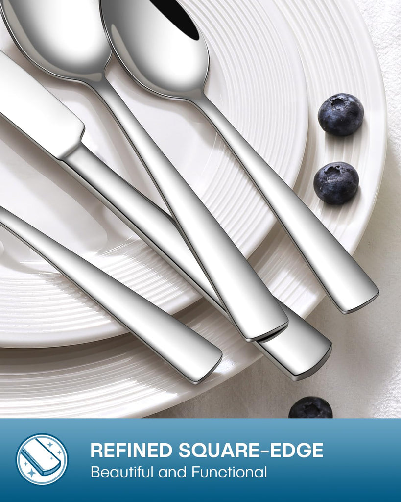 60 Piece Silverware Set, Food-Grade Stainless Steel Flatware Sets for 12 Mirror Polished Cutlery Utensil Sets Include
