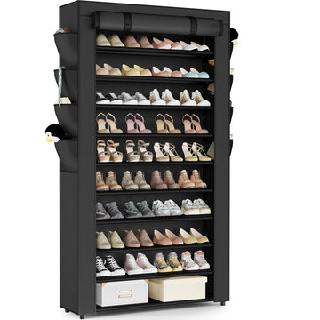 Shoe Rack with Cover, 10+1 Tier Tall Shoe Storage