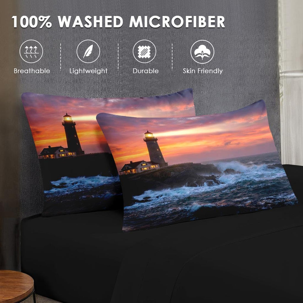 Comforter Set with Sheets, 5 Pieces Lighthouse Ocean Bedding