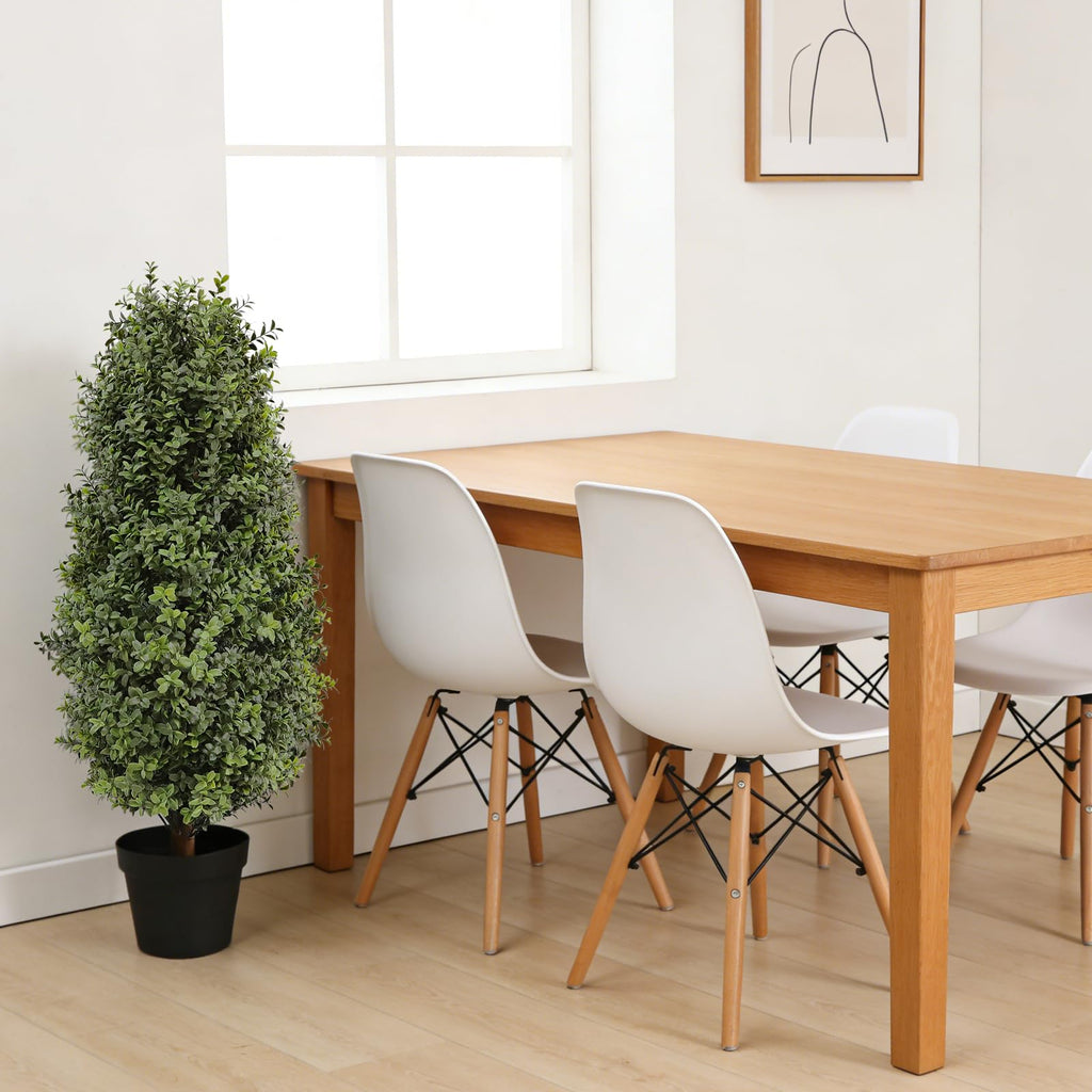35inch Artificial Topiary Boxwood Tree, Faux Plants Outdoor 2 Packs Fake Bushes Faux Shrub, Artificial Topiary for