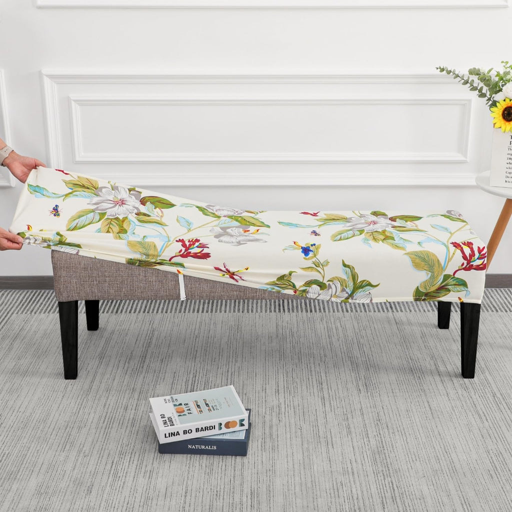 Stretch Dining Bench Cover, Removable Bench Slipcover Washable Bench Seat Protector Rectangle Bench Cover (Green