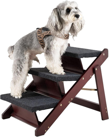 Wooden Pet Stairs - 3 Step Foldable Ramp for Senior Dogs & Cats