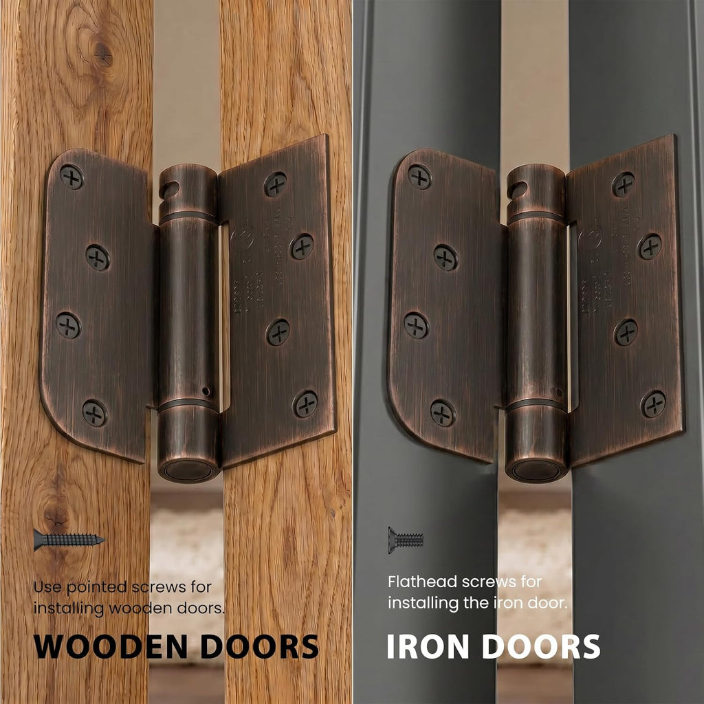 Door Hinges Self Closing Spring Door Hinge Residential & Heavy-Duty Door Hardware with Square & 5/8" Radius Corners 4