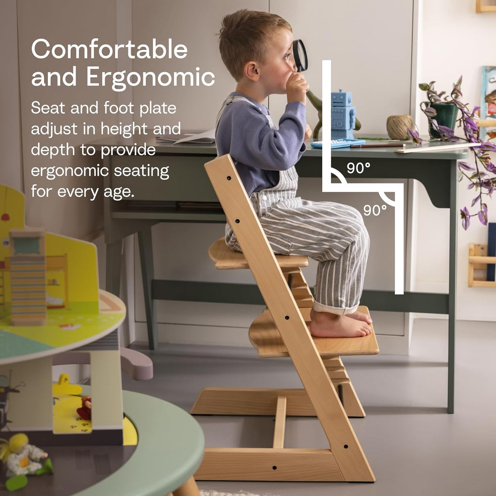 Tripp Trapp High Chair White with White Tray Signature Edition Includes Chair + Tray + Baby Set with Removable