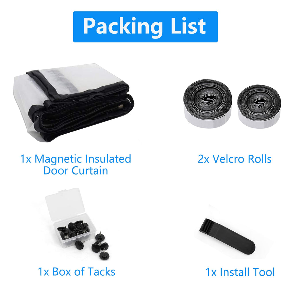 Magnetic Thermal Insulated Door Curtain, Waterproof EVA Door Cover, Fit Doors Size Up to 46"x82", Temperature Protection