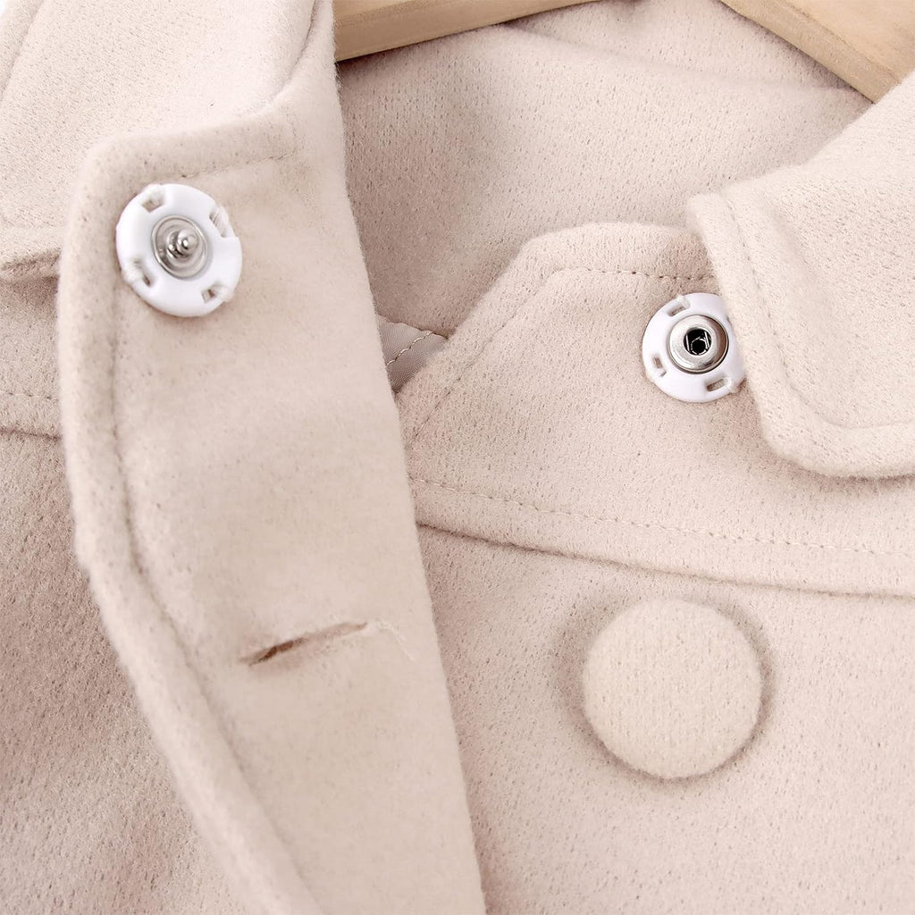 Girls Dress Coat Kids Winter Warm Jacket Long Sleeve Button Trench Coat Pocket Long Peacoat Outerwear
