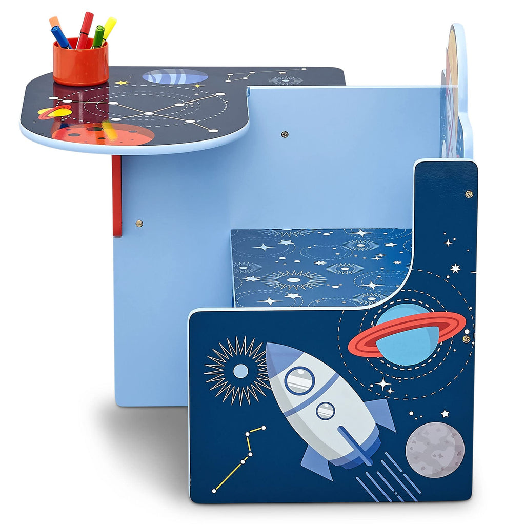Children Space Adventures Chair Desk with Storage Bin - Ideal for Arts & Crafts, Snack Time, Homeschooling, Homework