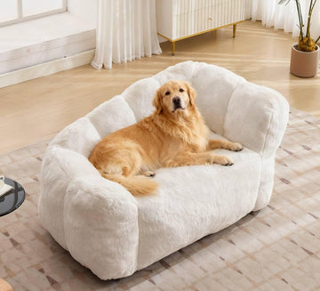 Dog Sofa Couch Bed, Floral Shaped Dog Couch with Memory Foam Filled (Beige)