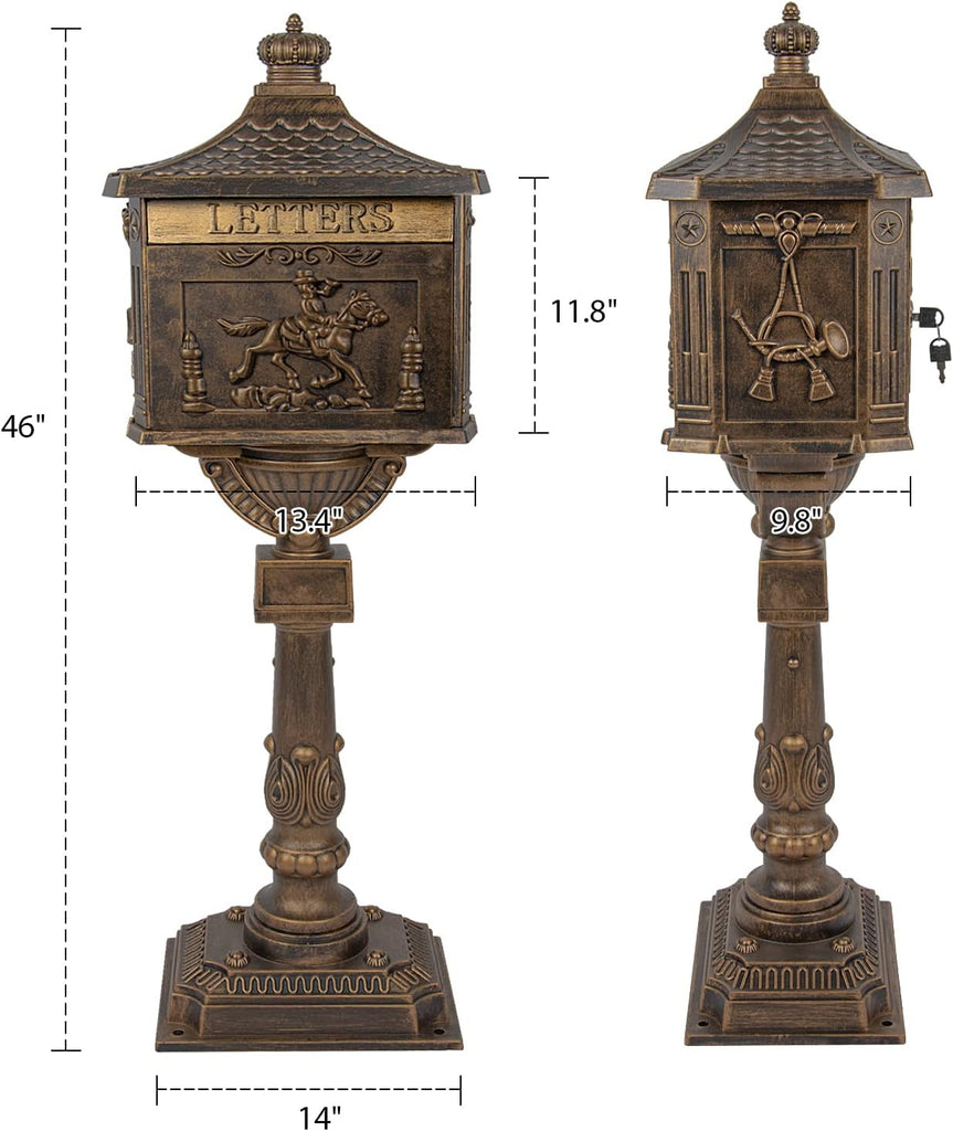 Mailbox Cast Aluminum Bronze Mail Box Postal Box Security Heavy Duty New