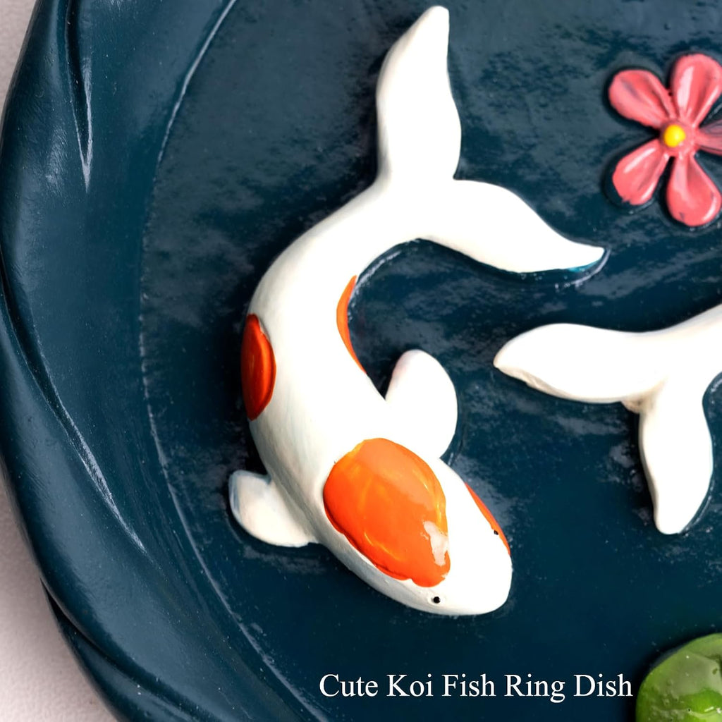 Koi Fish Ring Dish, Decorative Jewelry Tray & Key Bowl