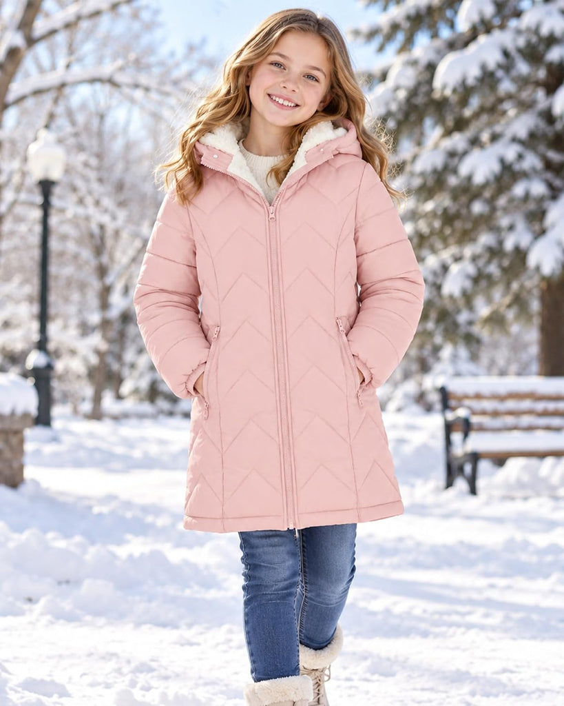 Girls' Winter Coat Sharpa Lined Hooded Long Down Puffer Jacket
