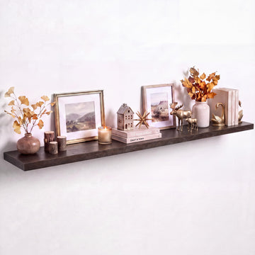 Floating Shelves for Wall, 72in Reclaimed Elm Wood Shelves, Walnut