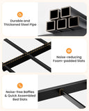 Full Loft Bed with Desk & Open Shelves, Heavy Duty Metal Bed Frame with Safety Guardrails & Ladder