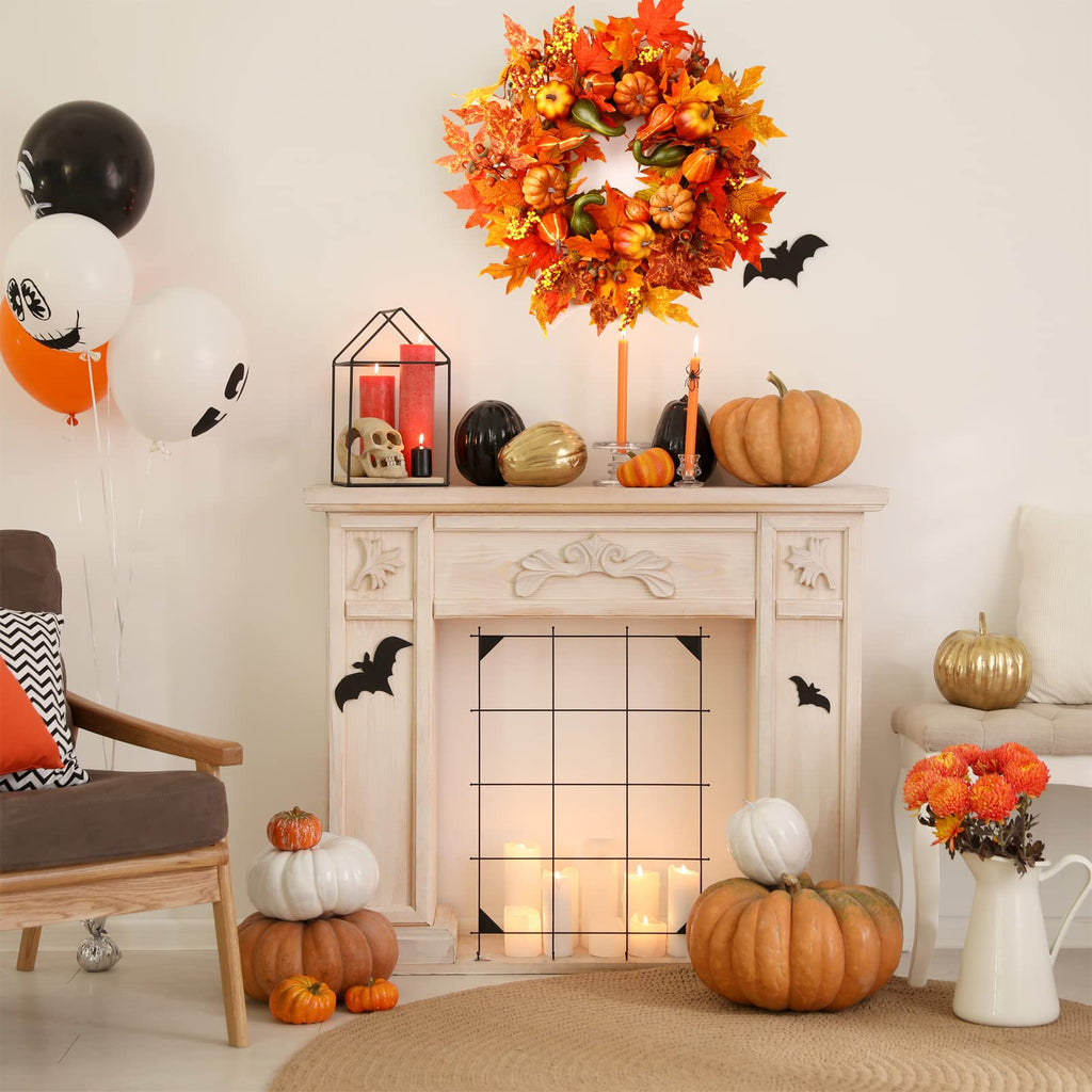 24" Harvest Fall Wreaths for Front Door Outside, Autumn Wreath with Pumpkins