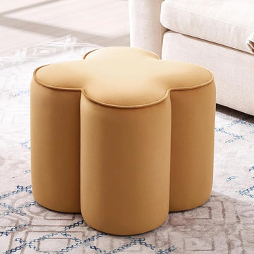 Flower Pouf Ottoman Foot Rest, Boucle Fabric Poofy Ottoman Stool