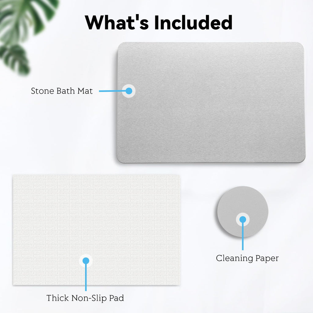 Stone Bath Mat, Dries Quickly, Non-Slip Diatomaceous Earth Bath Mats, Super Absorbent Stone Shower Mat, Easy to