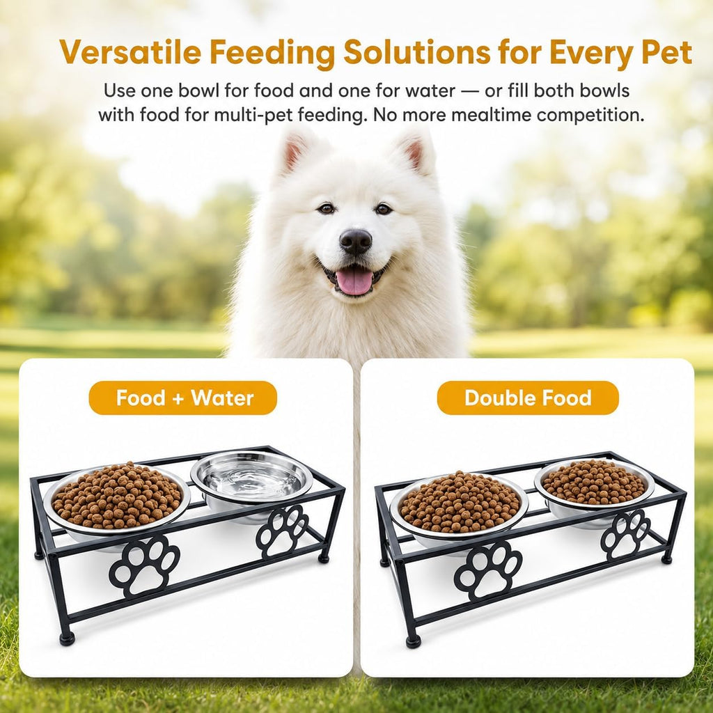 Raised Dog Bowls for Small Dogs, Elevated Bowl Stand Stainless Steel Dishes