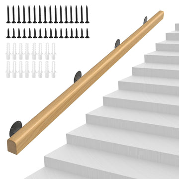 10FT Wooden Stair Handrails Indoor Outdoor Wall Mount