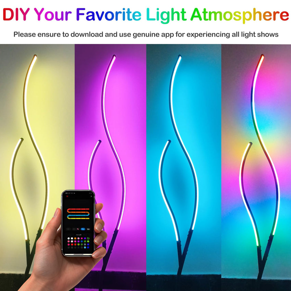 Floor Lamps Modern Smart Corner Lamp with APP and Remote 1500 Lumen LED Lights with Music Sync, 16 Million DIY