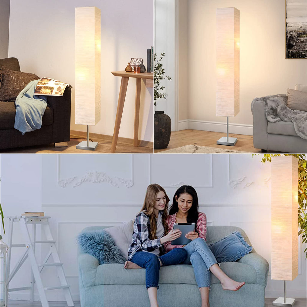 Modern Floor Lamp, Paper Tall Standing Lamp with Shade, Off White