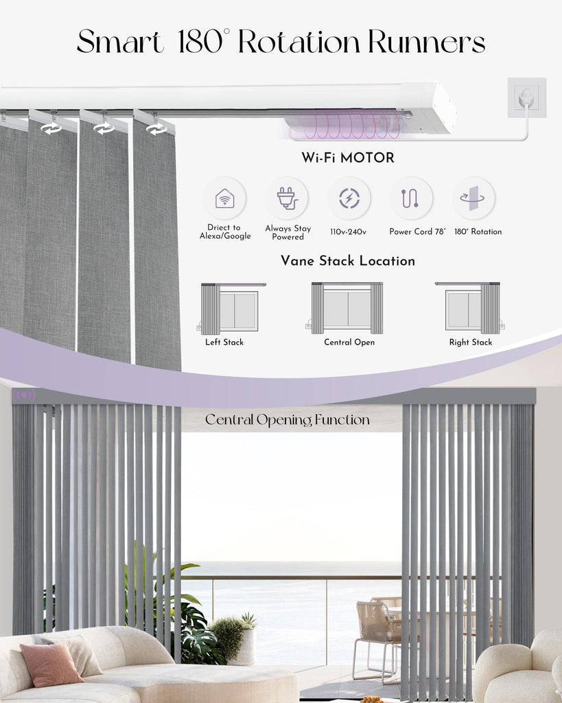 Motorized Vertical Blinds Compatible with Alexa Google Privacy Reversible Blackout Smart Vertical Blind Remote