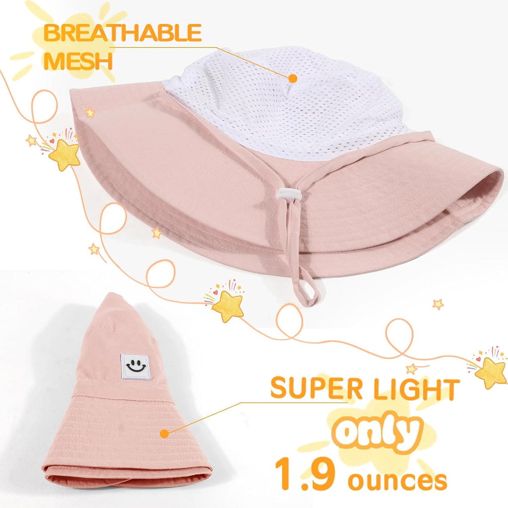 Kids Sun Hat Smile Face Bucket Hat Toddler Hat Wide Brim Adjustable Strap