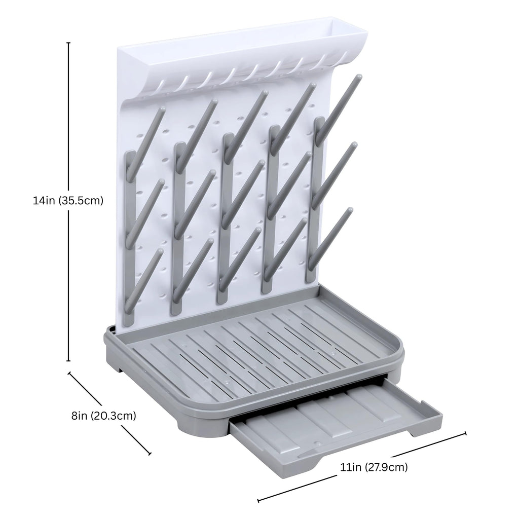 Baby Bottle Drying Rack - Large Vertical Bottle Dryer for 15 Bottles, Space-Saving Countertop Rack for Baby Bottles &