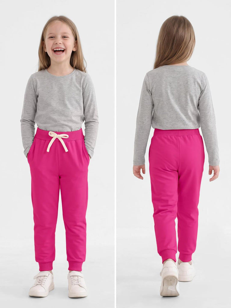 4 Pack Toddler Girls Sweatpants Athletic Jogger Pants with Pockets