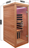 Indoor Infrared Hemlock & Okoume 1100W 1-Person MINI Sauna with LED Lights, Bluetooth Speakers