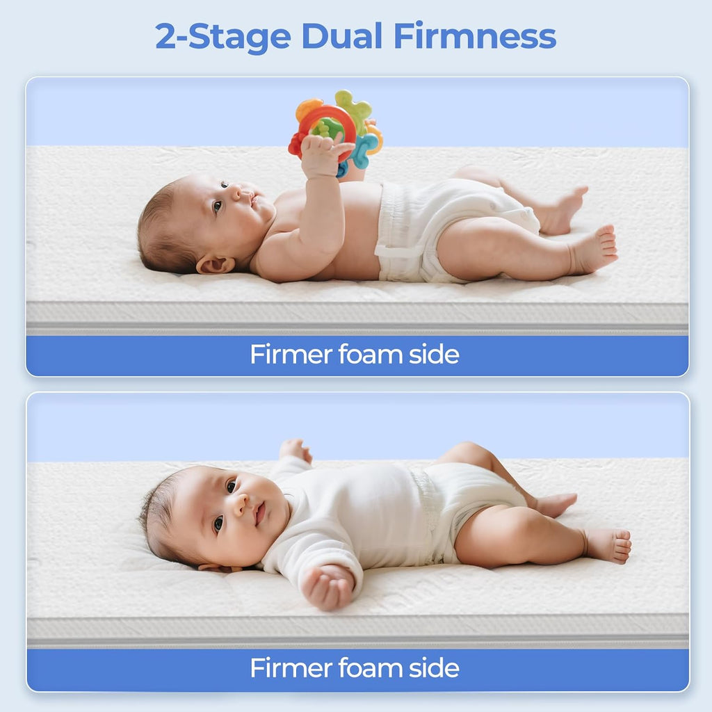 47x23.6 Bedside Crib Mattress: 2" Thick Dual Sided Gel Memory Foam Bassinet Mattress Fit for /BabyBond/ELEMARA