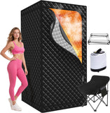 Upgraded Portable Sauna for Home, Large Size Personal Sauna Box with 3L 1300W Steamer, Big Folding Chair