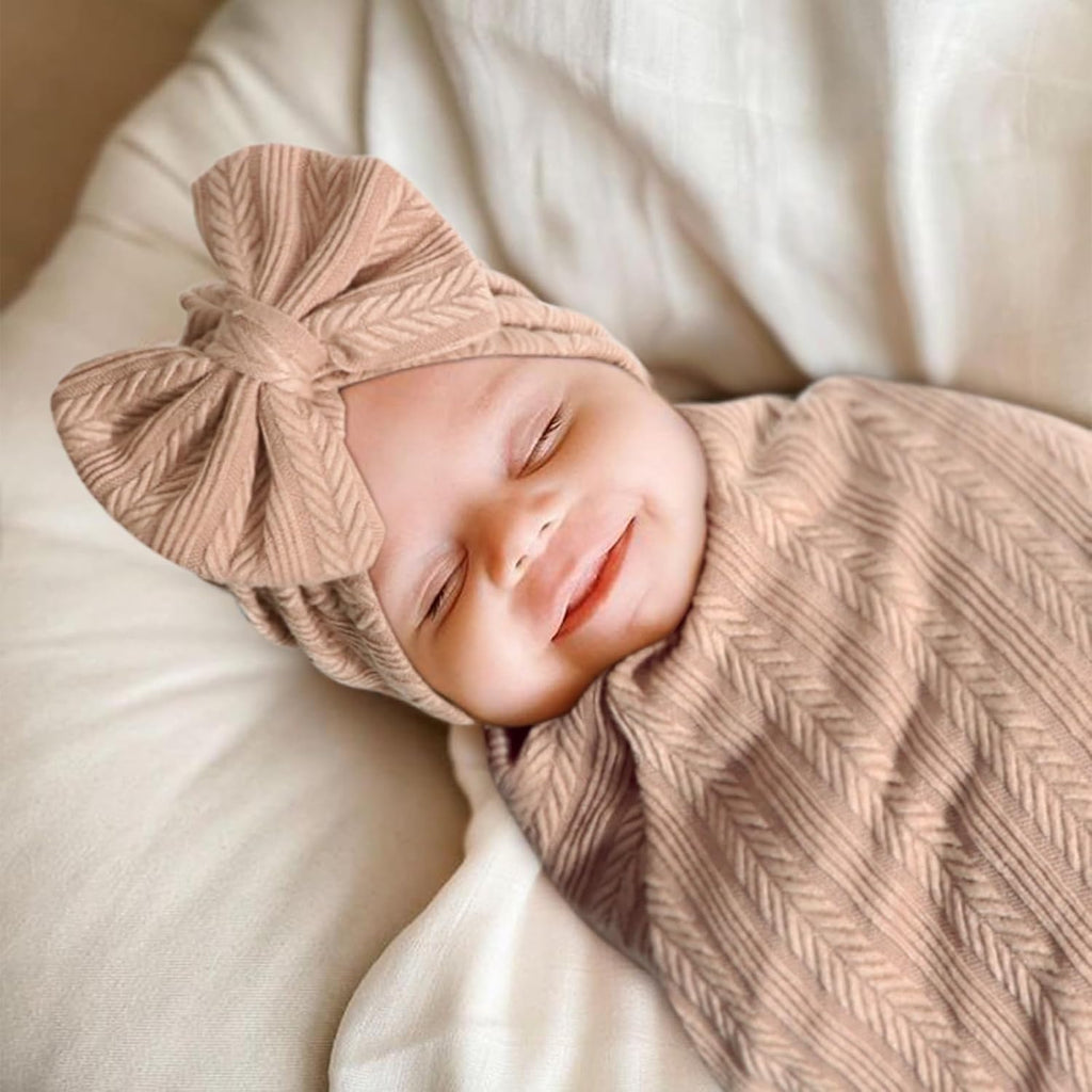 Newborn Receiving Blanket Hat Mittens Set for Baby, Unisex Baby Boys Girls Essentials, Newborn Registry Must Haves