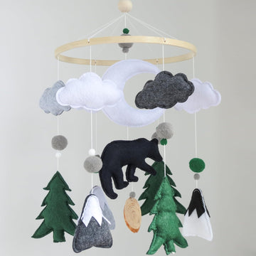 Woodland Mobile for Crib Bear Baby Mobile for Crib Woodland Crib Mobile for Boys Girls Forest Baby Nursery Mobile