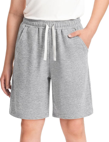 Boys Cotton Shorts Kids Athletic Casual Drawstring Shorts with Pocket