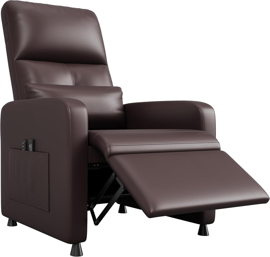GarveeHome Power Recliner Chair, Adjustable Electric Recliner Ergonomic Overstuffed PU Leather Single Sofa, Tall Back